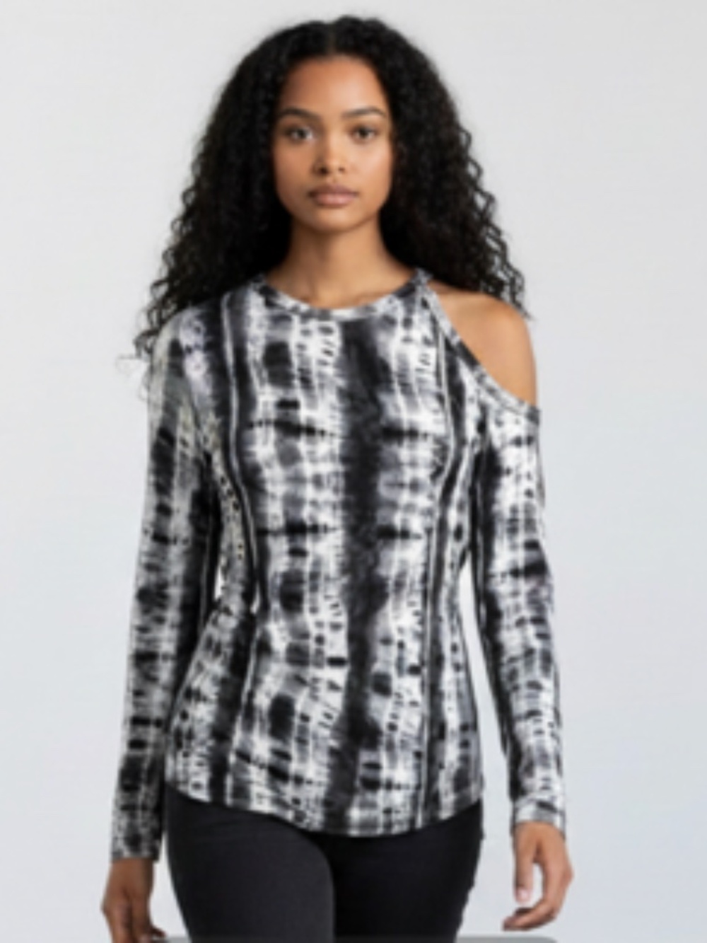 Six Fifty Open Shoulder Abstract Print Long Sleeve Top Size M